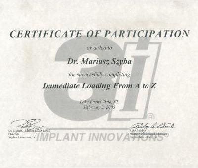 certificate of participation Mariusz Szyba